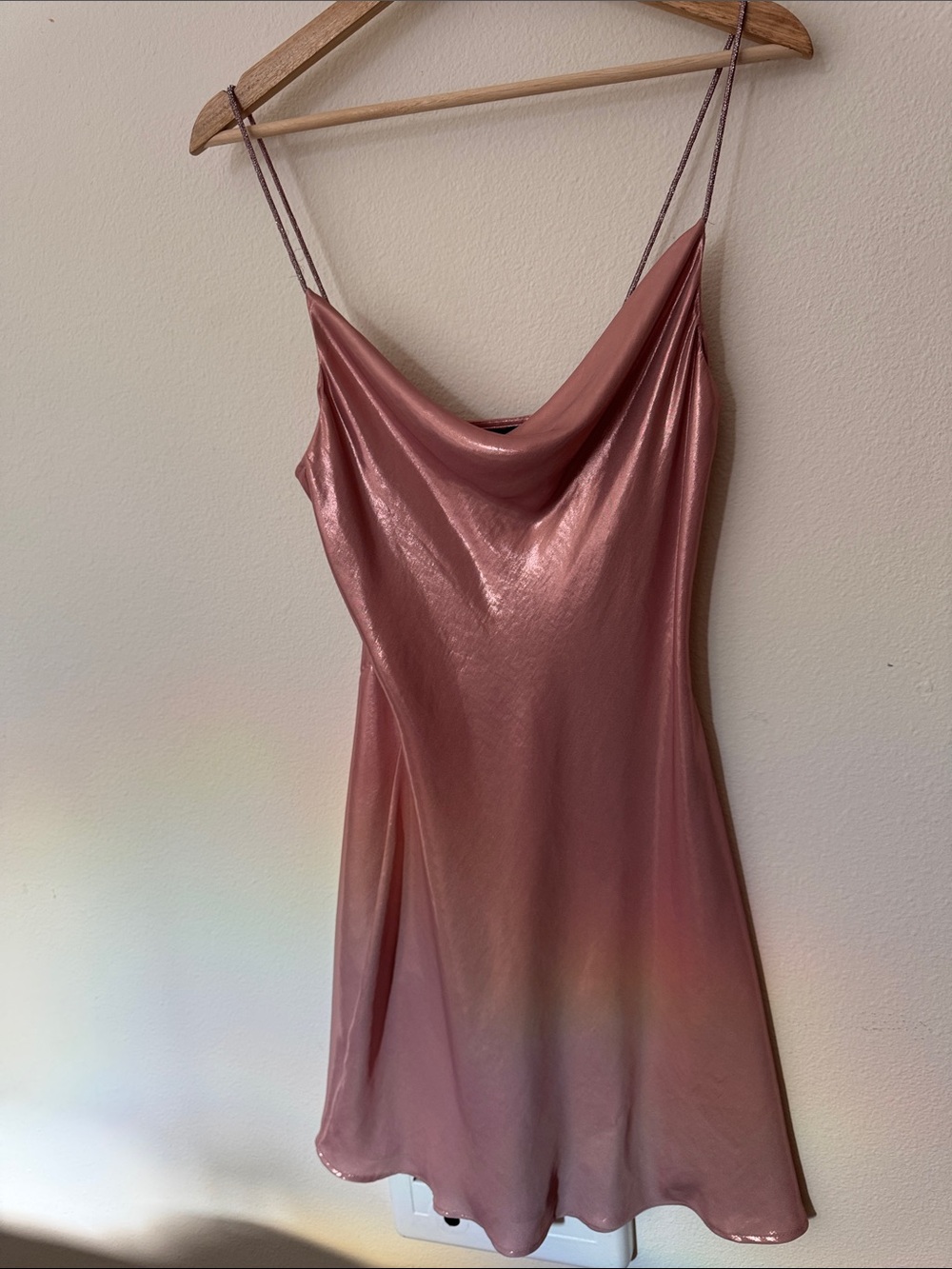 Zara Satin Cowl Neck Slip Camisole - Rose Gold